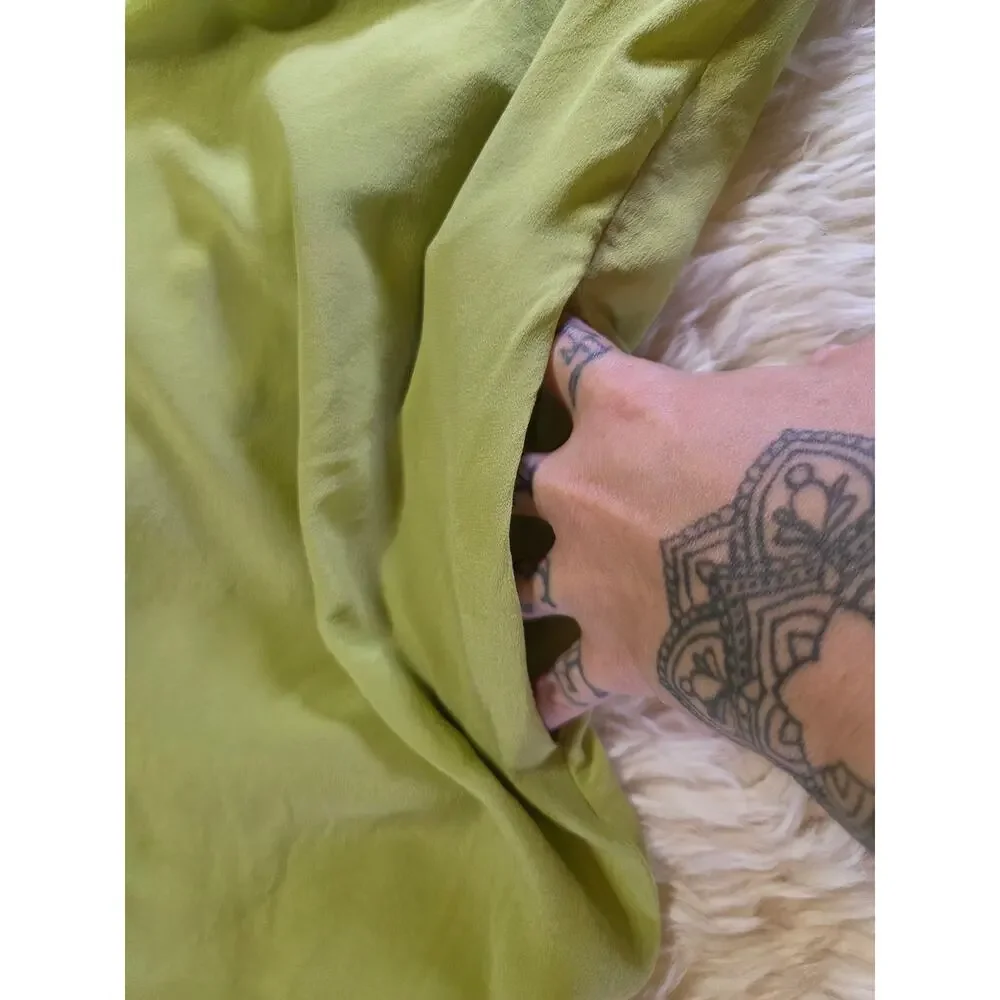 BCBGMAXAZRIA Green 100% Silk Sleeveless Tank Dress Mini Racerback M - Picture 10 of 15